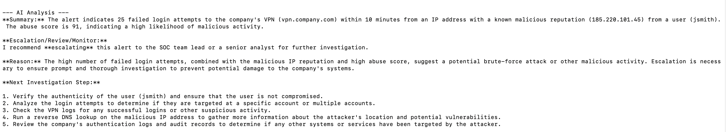AI Investigation Analysis