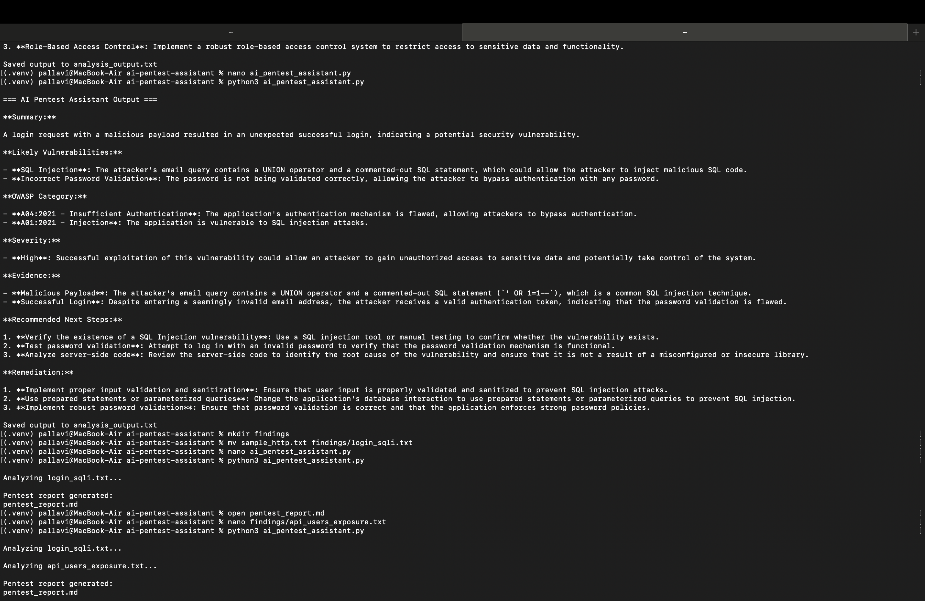 AI Analysis Output