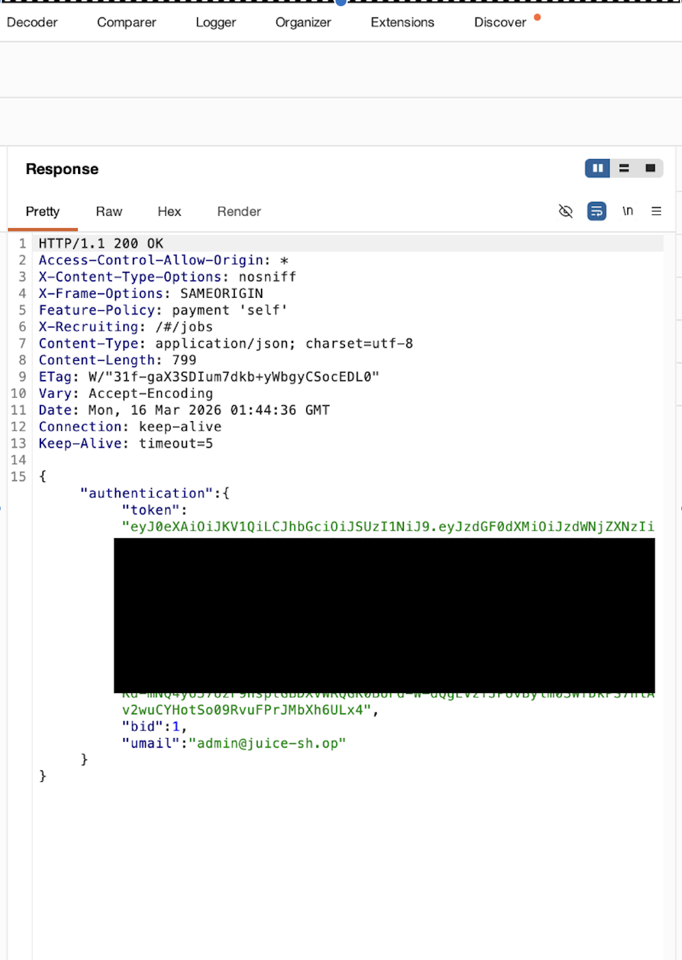 JWT Token Response